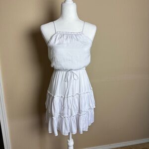 Bar III Strappy Tie Waist Mini Ruffled Dress- XS